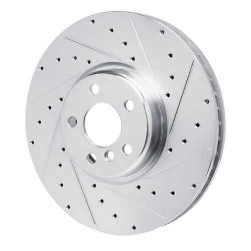 Alternative view of R1 Concepts for 16-25 BMW 430I Left Front Drilled & Slotted Silver Brake Rotor