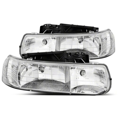 Raxiom for 1999-2002 Chevrolet Silverado 1500 Axial Series Euro Headlights- Chrome Housing- Clear Lens