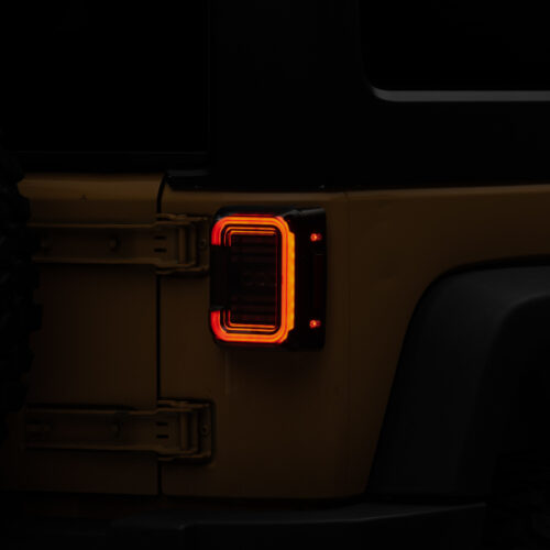 Raxiom for 2007-2018 Jeep Wrangler JK Axial Series LED Halo Tail Lights- Black Housing (Dark Smoked Lens)