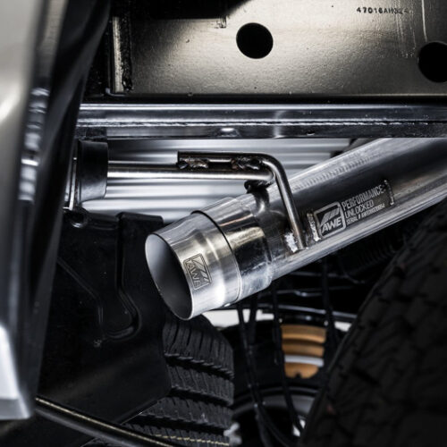 Alternative view of AWE Tuning Performance Exhaust System w/Diamond Black Tips & Rock Guard for 2019+ Ford Ranger 0FG