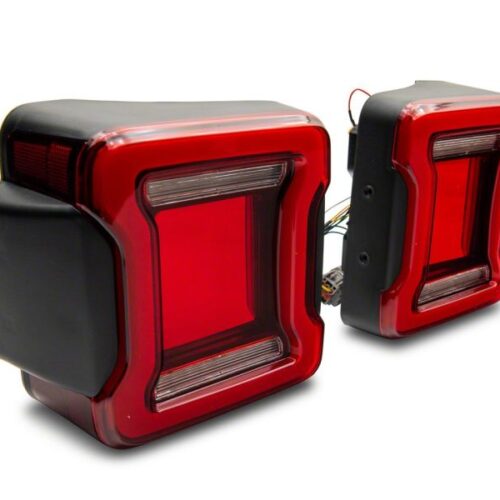 Alternative view of Raxiom for 2007-2018 Jeep Wrangler JK Axial Series JL Style LED Tail Lights- Black Housing- Red Lens
