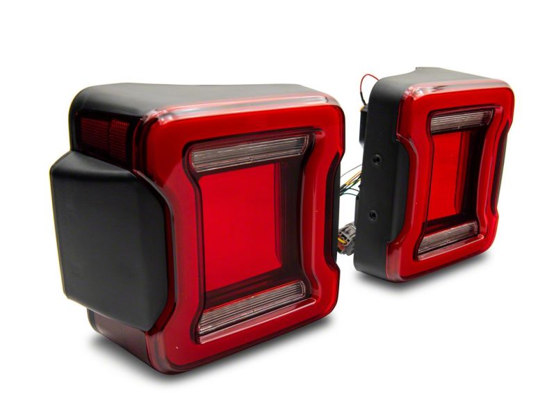 Raxiom for 2007-2018 Jeep Wrangler JK Axial Series JL Style LED Tail Lights- Black Housing- Red Lens - Image 2