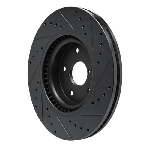 R1 Concepts for 20-25 Subaru WRX Front Left Drilled & Slotted Black Brake Rotor - Image 4