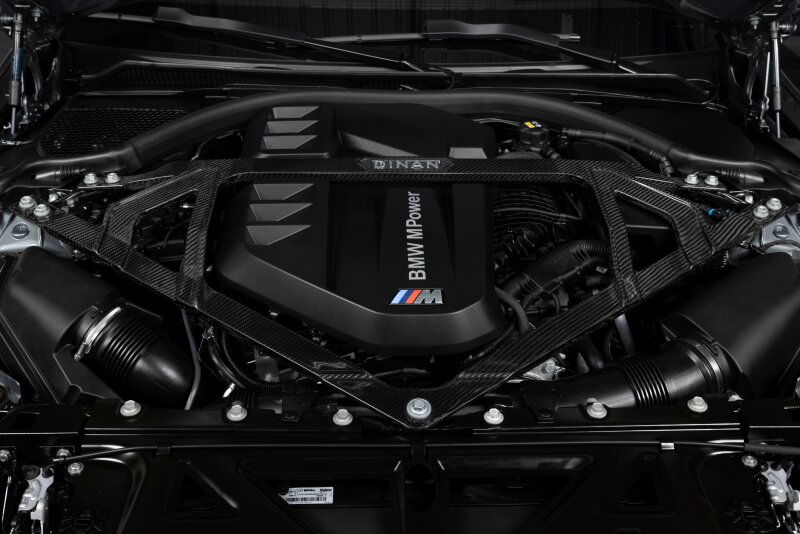 Dinan for 21-27 BMW M2/M3/M4 (G80/G82/G83/G87) Gloss Carbon Fiber Strut Tower Brace - Front - Image 2
