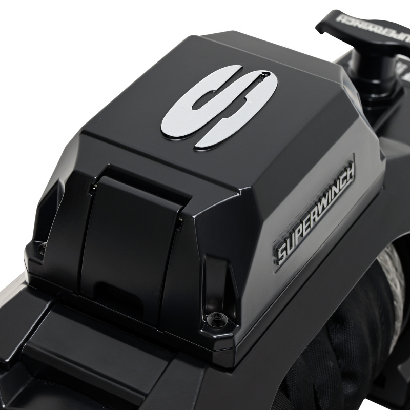 Superwinch 12000 LBS 12V DC 3/8in x 80ft Synthetic Rope SX12SR Winch - Semi Gloss Black - Image 2