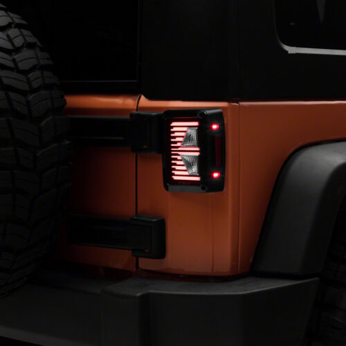 Raxiom for 2007-2018 Jeep Wrangler JK Axial Series Vision LED Tail Lights- Black Housing (Clear Lens)