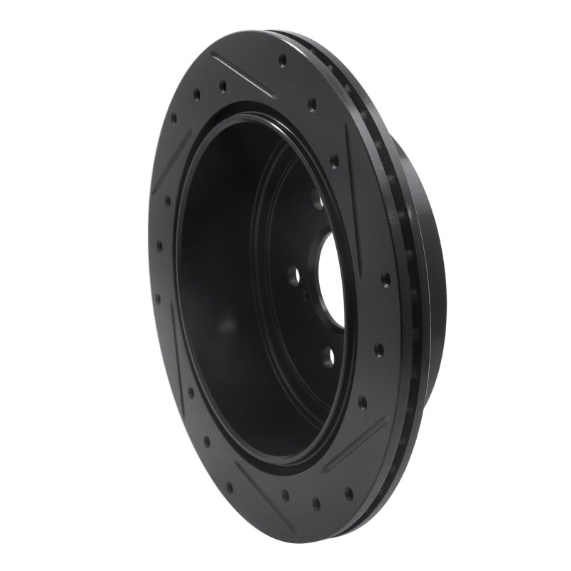 R1 Concepts for 10-25 Scion FR-S Rear Left Drilled & Slotted Black Brake Rotor - Image 4