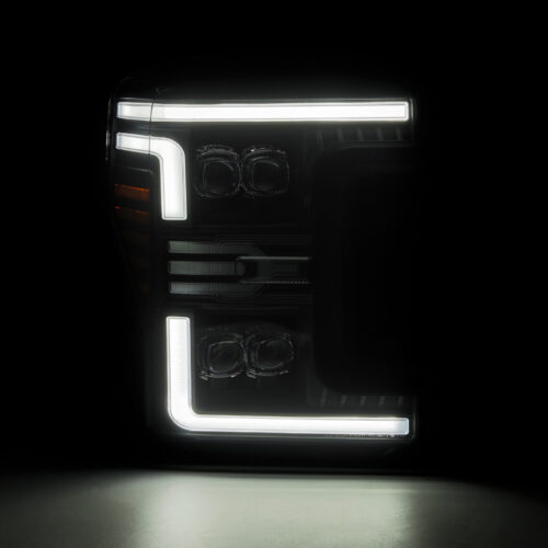 Alternative view of AlphaRex 17-19 Ford F-250/350/450 SD NOVA-Series LED Proj Headlights Bk w/Actv Light SeqSig & SBDRL
