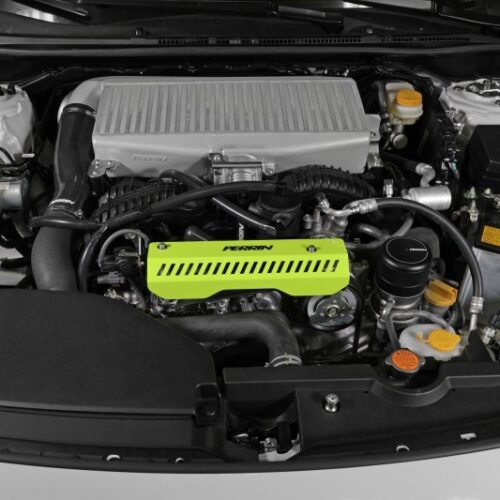 PERRIN 22-26 Subaru WRX Pulley Cover - Neon Yellow (SHORT - For Use w/PERRIN AOS) - Image 4