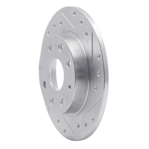 Alternative view of R1 Concepts for 90-93 Mazda Miata Rear Right Drilled & Slotted Silver Brake Rotor