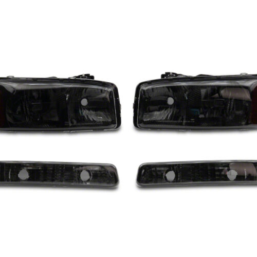Raxiom for 1999-2006 GMC Sierra 1500 Axial Series OEM Crystal Rep Headlights- Chrome Housing- Smoked Lens