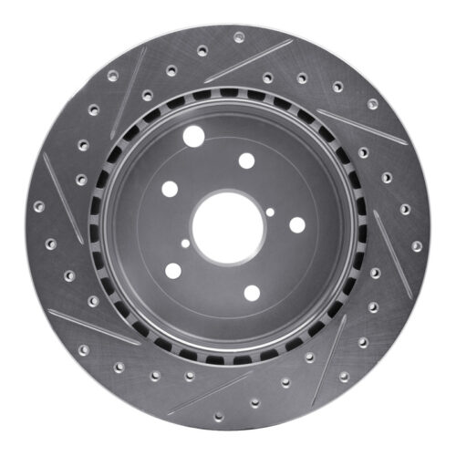 R1 Concepts for 08-20 Subaru WRX STI Rear Right Drilled & Slotted Silver Brake Rotor - Image 5