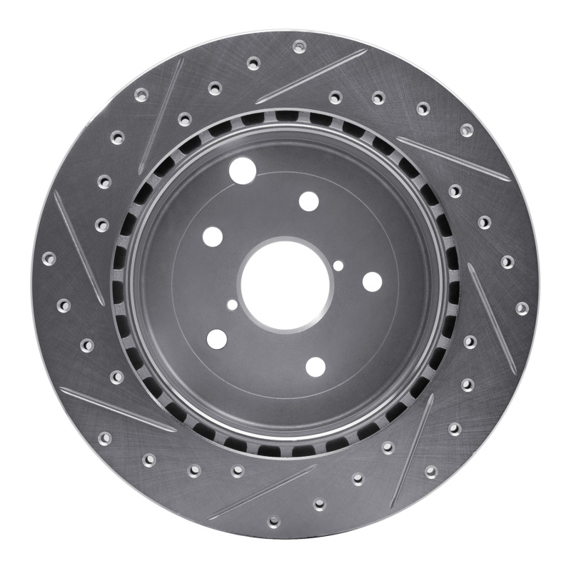 R1 Concepts for 08-20 Subaru WRX STI Rear Right Drilled & Slotted Silver Brake Rotor - Image 5