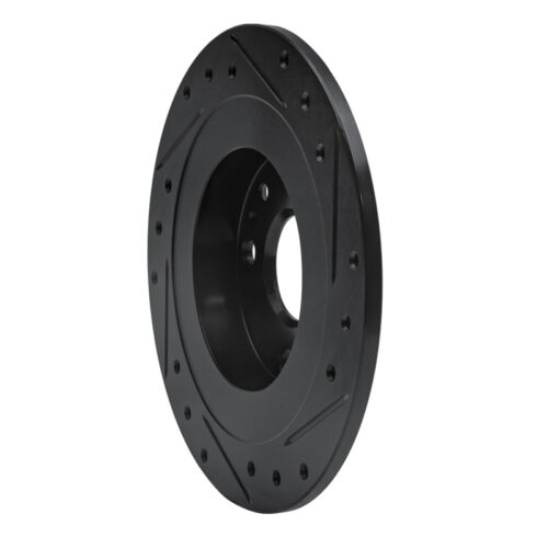 R1 Concepts for 1990-2003 Ford Escort Rear Left Drilled & Slotted Black Brake Rotor - Image 4