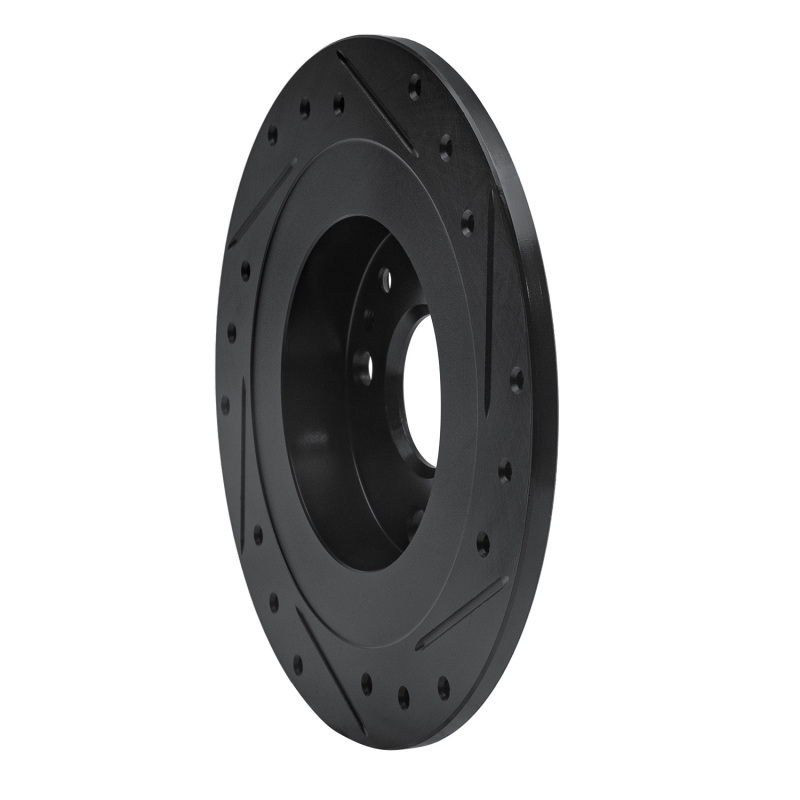R1 Concepts for 1990-2003 Ford Escort Rear Left Drilled & Slotted Black Brake Rotor - Image 4