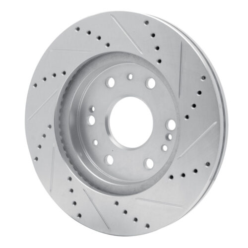 R1 Concepts for 05-19 Chevrolet Silverado 1500 Front Left Drilled & Slotted Silver Brake Rotor - Image 4