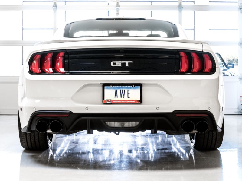 AWE Tuning Cat-Back Exhaust - Touring Edition (Quad Diamond Black Tips) for 2018+ Ford Mustang GT (S550) - Image 2