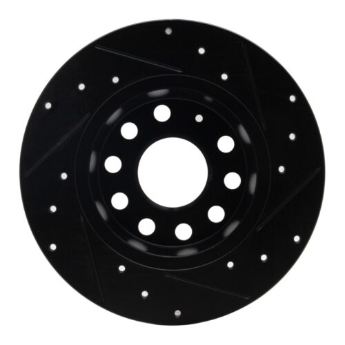 R1 05-25 Audi A3 (Mexico) Rear Left Drilled & Slotted Black Brake Rotor - Image 5