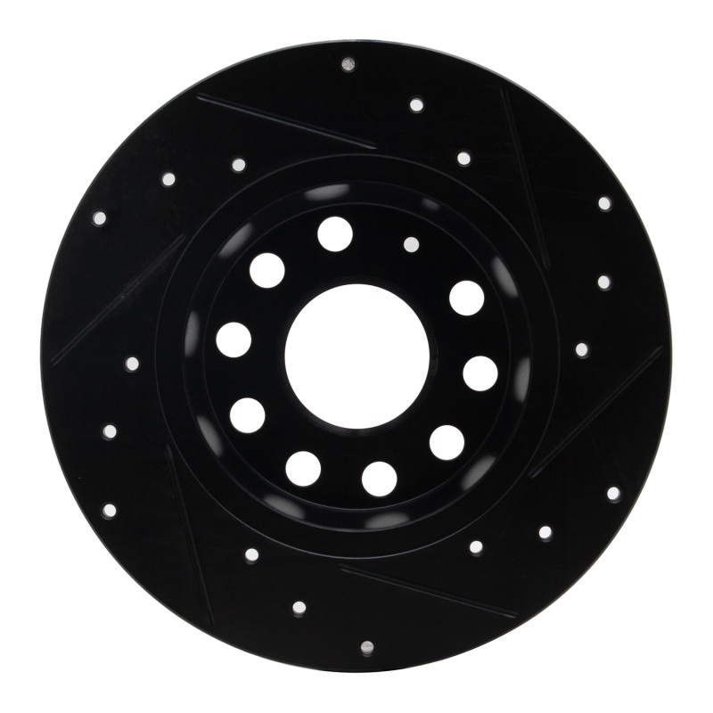 R1 05-25 Audi A3 (Mexico) Rear Left Drilled & Slotted Black Brake Rotor - Image 5