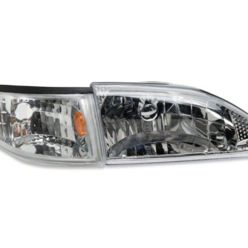 Raxiom for 1994-1998 Ford Mustang Axial Series Cobra Style Headlights- Chrome Housing (Clear Lens) - Image 7