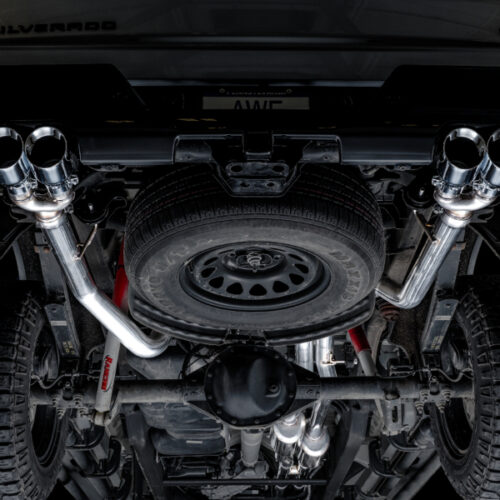 AWE Tuning 4th Gen GM 1500 6.2L 0FG Cat-Back Split Rear Exit (w/ Bumper Cutouts) - Quad Chrome Tips - Image 4
