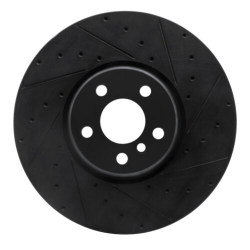 R1 Concepts for 16-25 BMW 230I xDrive Right Front Drilled & Slotted Black Brake Rotor