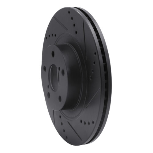 R1 Concepts for 04-25 Scion FR-S Front Right Drilled & Slotted Black Brake Rotor - Image 2