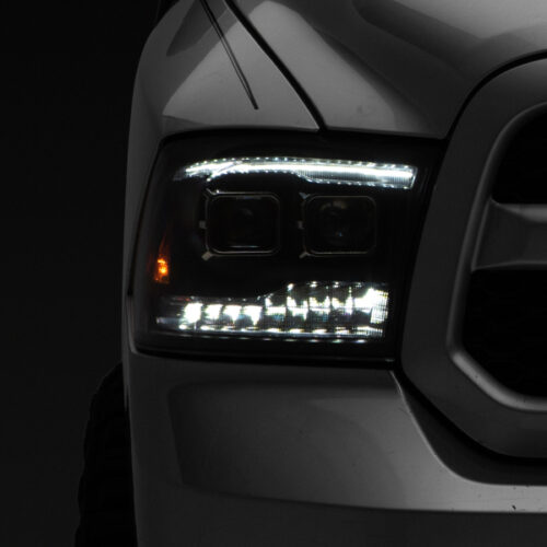 Raxiom for 2009-2018 RAM 1500 LED Projector Headlights w/ Switchback Turn Signals- Blk Housing (Clear Lens) - Image 3