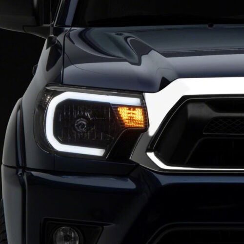Raxiom for 2012-2015 Toyota Tacoma Axial Series Headlights w/ LED Bar- Black Housing (Clear Lens) - Image 5