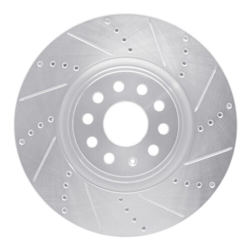 R1 Concepts for 2012-2025 Audi TTS Quattro Front Right Drilled & Slotted Silver Brake Rotor