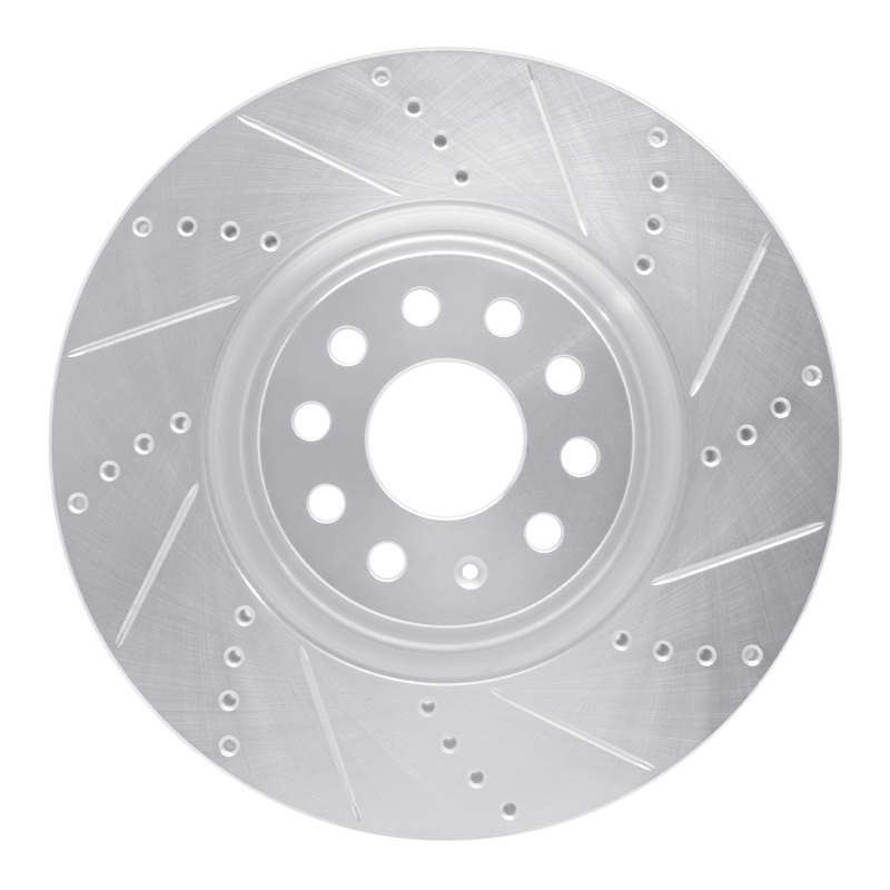 R1 Concepts for 2012-2025 Audi TTS Quattro Front Right Drilled & Slotted Silver Brake Rotor