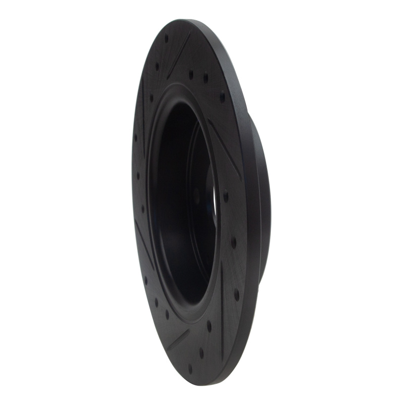 R1 Concepts for 2016-2025 Honda Civic Hatchback Rear Right Drilled & Slotted Black Brake Rotor - Image 4