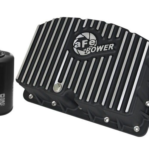 Alternative view of aFe Power Pro Series Engine Oil Pan Black w/Machined Fins; 11-16 Ford Powerstroke V8-6.7L (td)