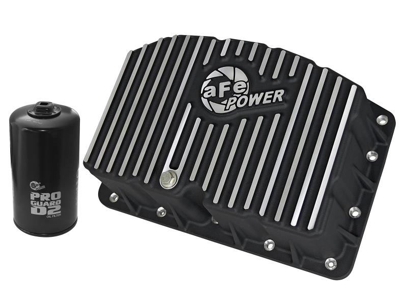 aFe Power Pro Series Engine Oil Pan Black w/Machined Fins; 11-16 Ford Powerstroke V8-6.7L (td) - Image 2