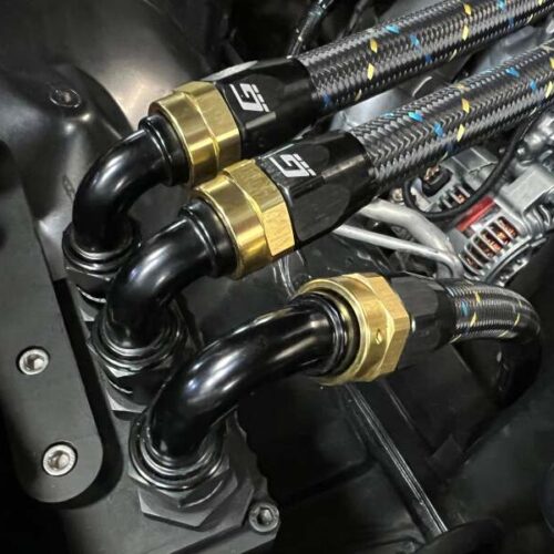 GReddy AN10 90 Degree Swivel Hose End - Black/Gold Anodized - Image 3