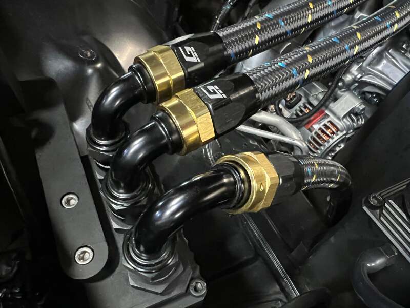 GReddy AN10 90 Degree Swivel Hose End - Black/Gold Anodized - Image 3