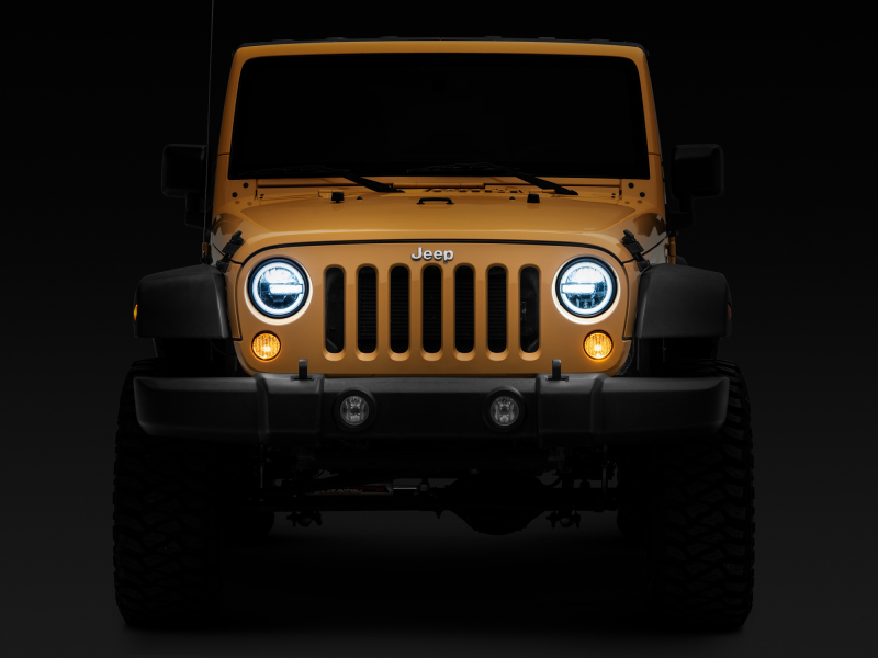 Raxiom for 1997-2018 Jeep Wrangler TJ/JK 7-Inch LED Headlights w/ Halos- Black Housing (Clear Lens) - Image 10