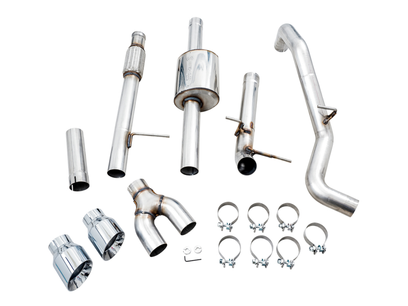 AWE Tuning 4th Gen GM 1500 5.3L 0FG Cat-Back Dual Side Exit (Flat Bumper) - Chrome Tips - Image 5