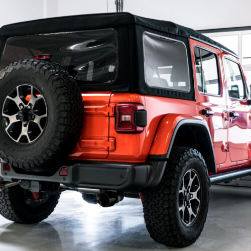 Alternative view of AWE Tuning Axle-Back Dual Exhaust - Diamond Black Tips for 2018+ Jeep Wrangler JL/JLU Tread Edition