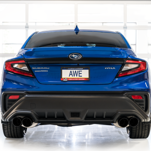 Alternative view of AWE Tuning Track Edition Axle-Back Exhaust - Diamond Black Tips for 22-25 Subaru VB WRX