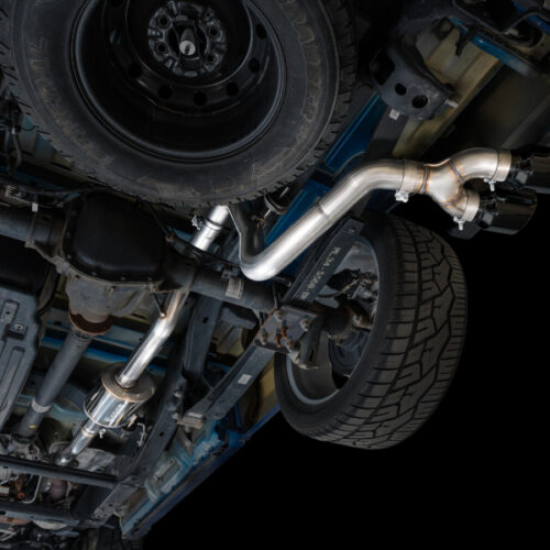 Alternative view of AWE Tuning Cat-Back Exhaust - 4.5in Dual Side Exit Diamond Black Tips for AWE 21-25 Ford F150 (14th Gen Reg Cab)