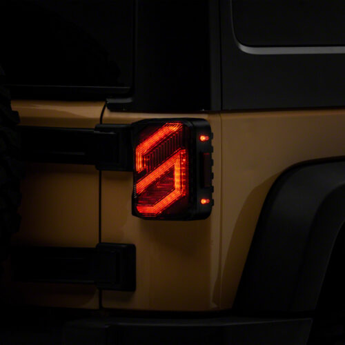 Raxiom for 2007-2018 Jeep Wrangler JK Axial Series Trident LED Tail Lights- Black Housing (Clear Lens)