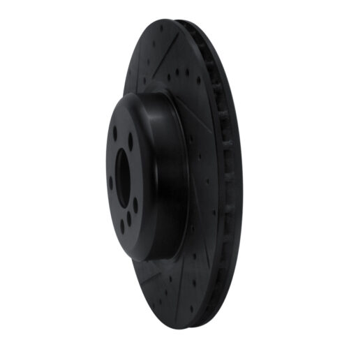 Alternative view of R1 16-25 BMW 430I Rear Left Drilled & Slotted Black Brake Rotor