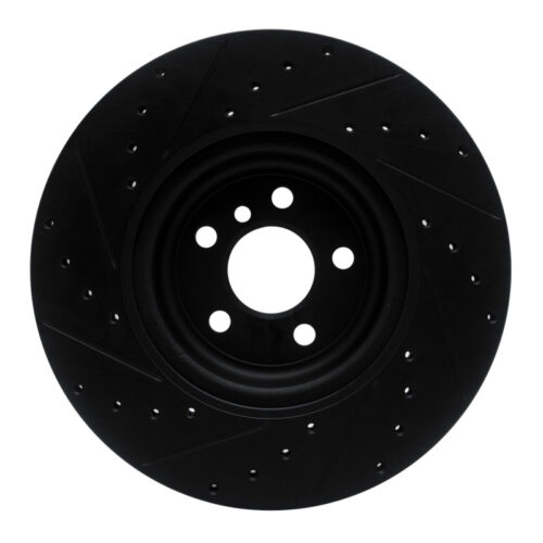 R1 Concepts for 16-25 BMW 330e Rear Right Drilled & Slotted Black Brake Rotor - Image 5