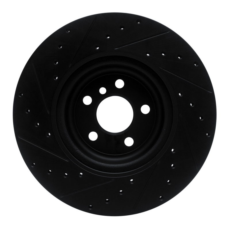 R1 Concepts for 16-25 BMW 330e Rear Right Drilled & Slotted Black Brake Rotor - Image 5
