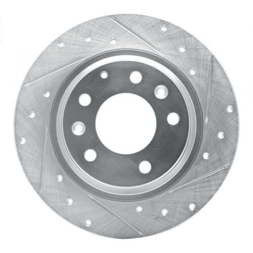 R1 Concepts for 98-15 Ford Fusion Rear Right Drilled & Slotted Silver Brake Rotor