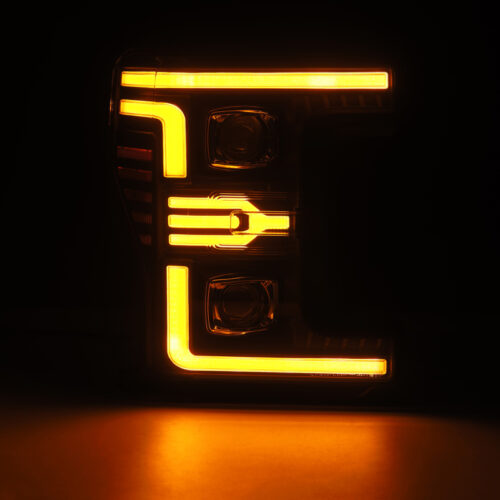 Alternative view of AlphaRex 17-19 Ford F-250/350/450/550 Super Duty LUXX-Series LED Proj Headlights Blk w/SS & SBDRL