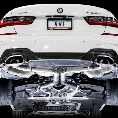 Alternative view of AWE Tuning Track Edition Exhaust (Use OE Tips) for 2019+ BMW M340i (G20)