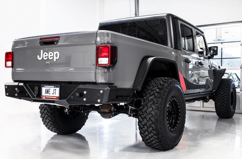 AWE Tuning Cat-Back Dual Exhaust - Diamond Black Tip for 20-21 Jeep Gladiator JT 3.6L Tread Edition - Image 3