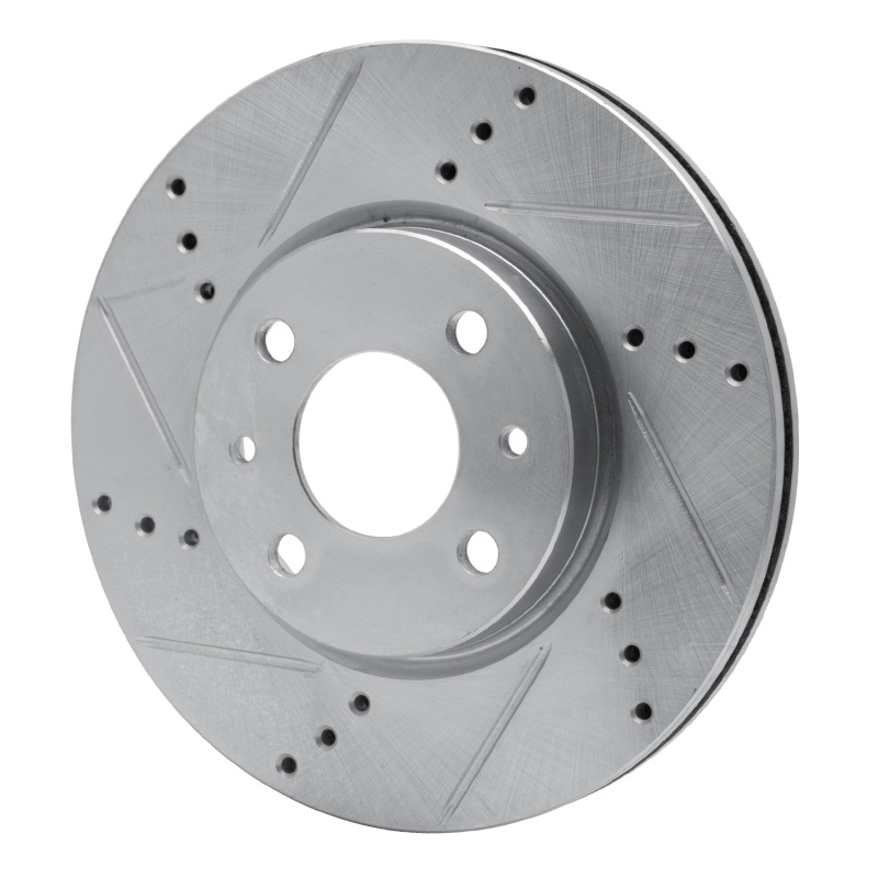 R1 Concepts for 09-19 Dodge Vision (Mexico) Front Left Drilled & Slotted Silver Brake Rotor - Image 2